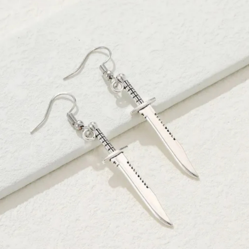 Dagger Earrings Silver Color